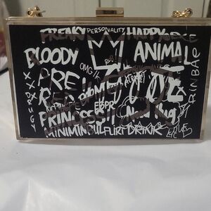 Black and White Graffiti Art Clutch